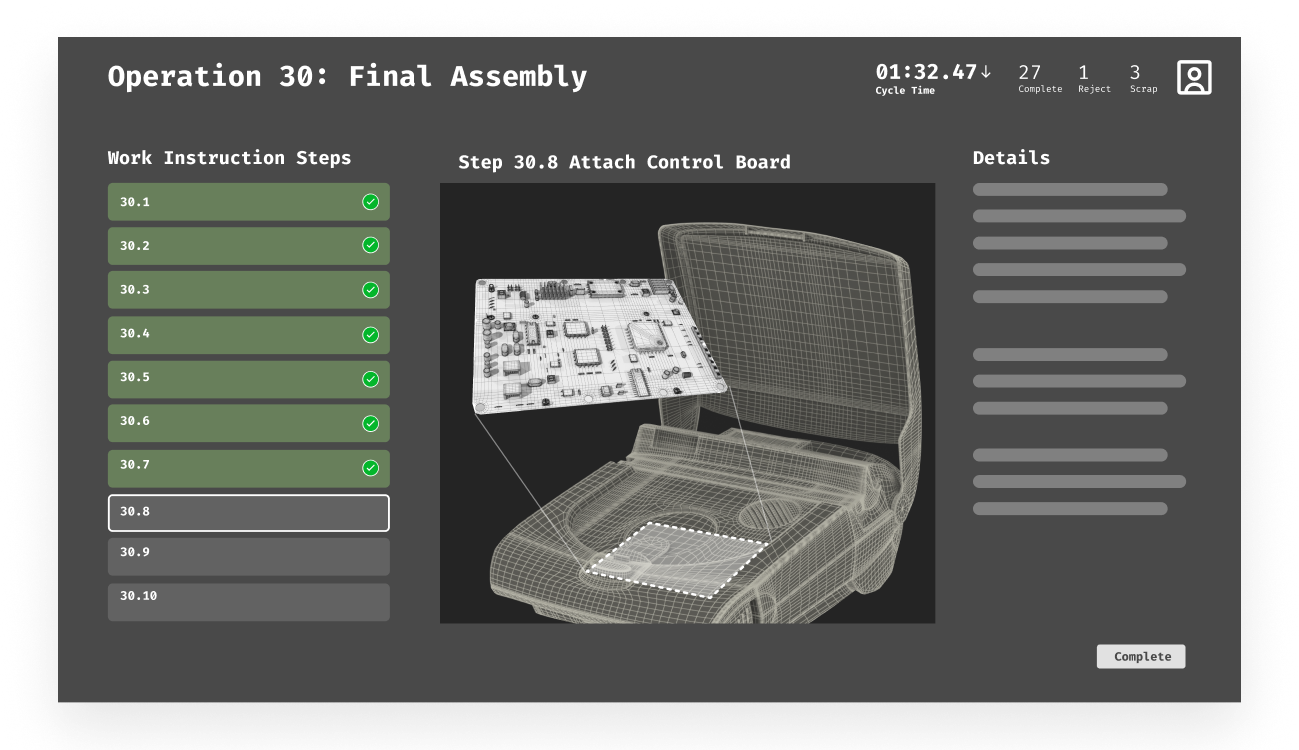 Step Completion demo screen